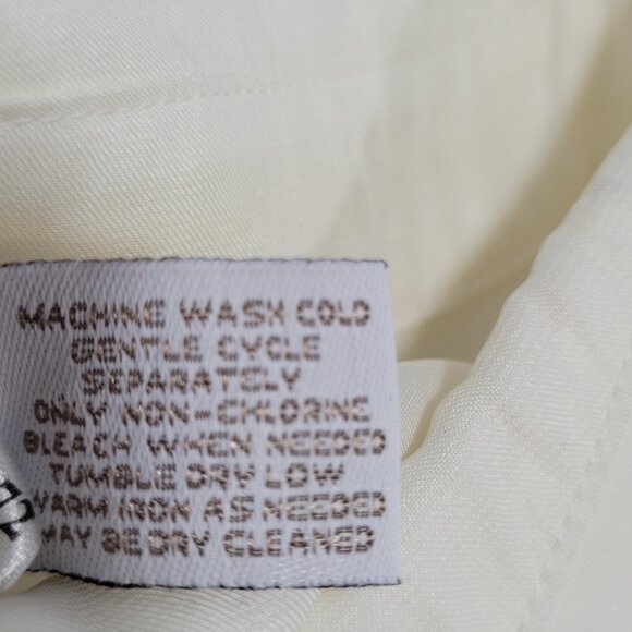 Chico's Ivory White Semi Sheer Button Up Roll Tab Long Sleeve Shirt Top 2 US 12 - Picture 12 of 14